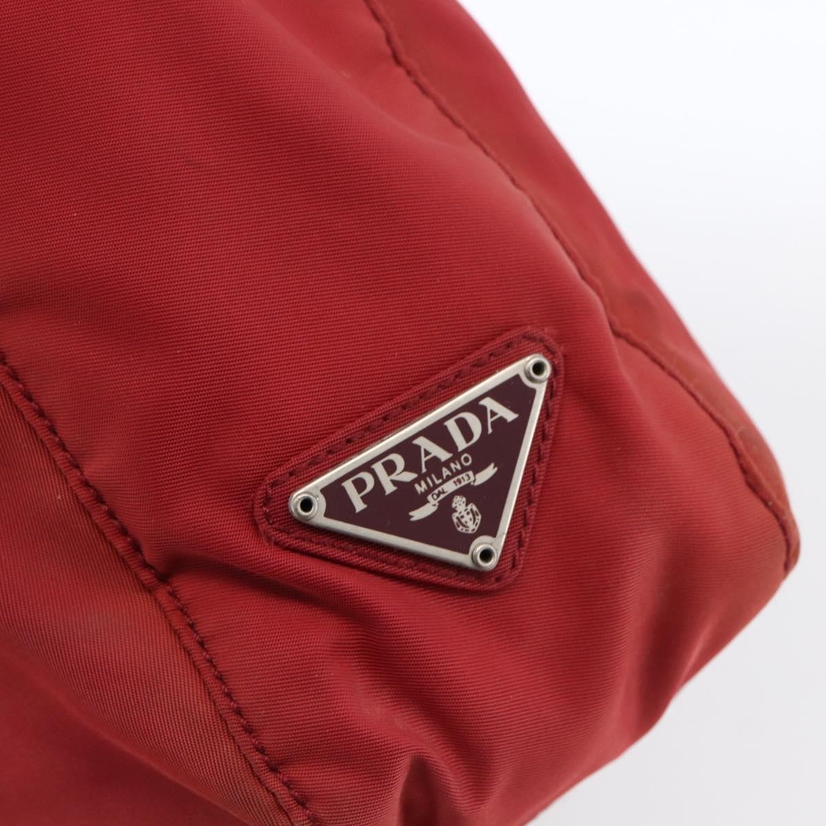 PRADA Hand Bag Nylon Red Silver Auth bs33614