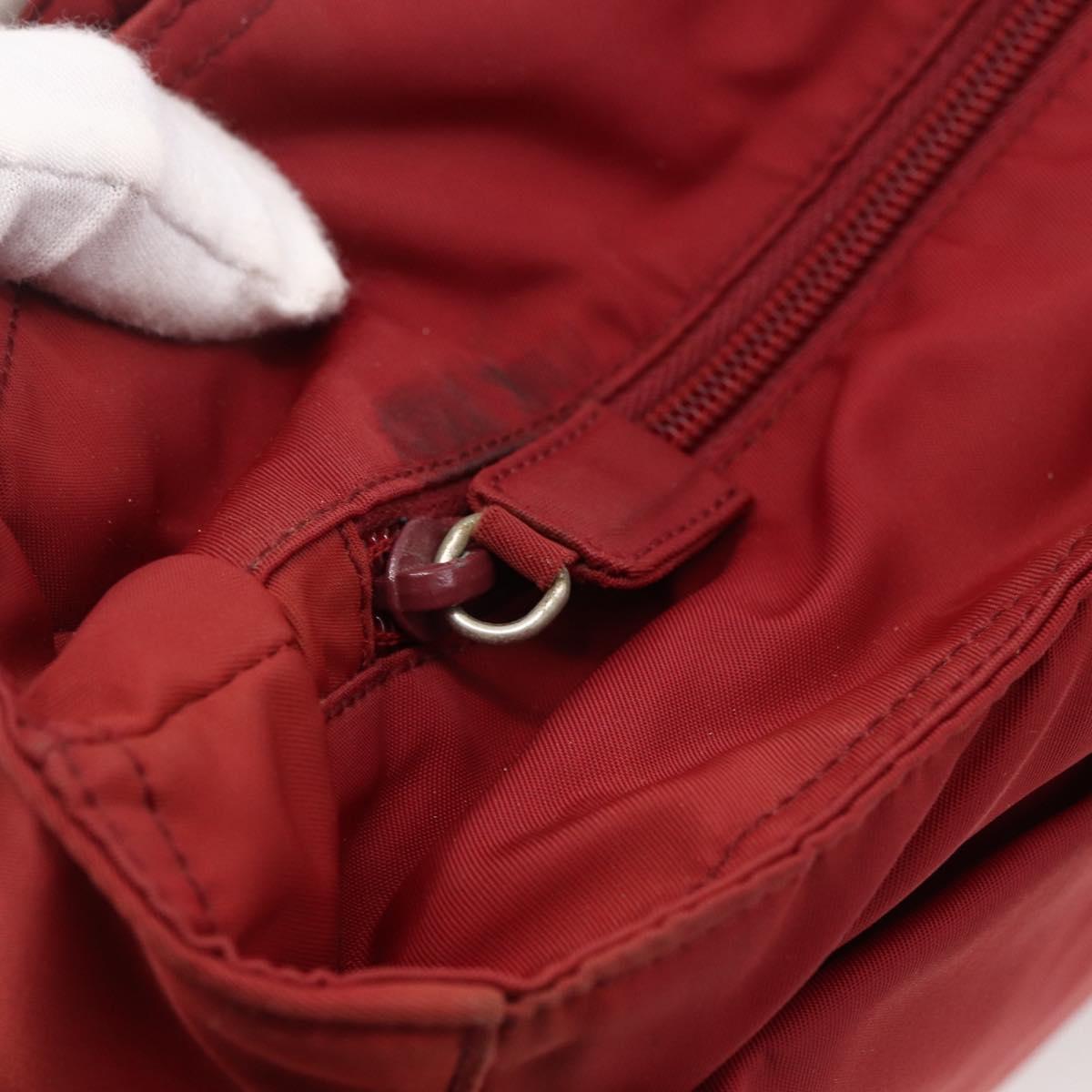 PRADA Hand Bag Nylon Red Silver Auth bs33614