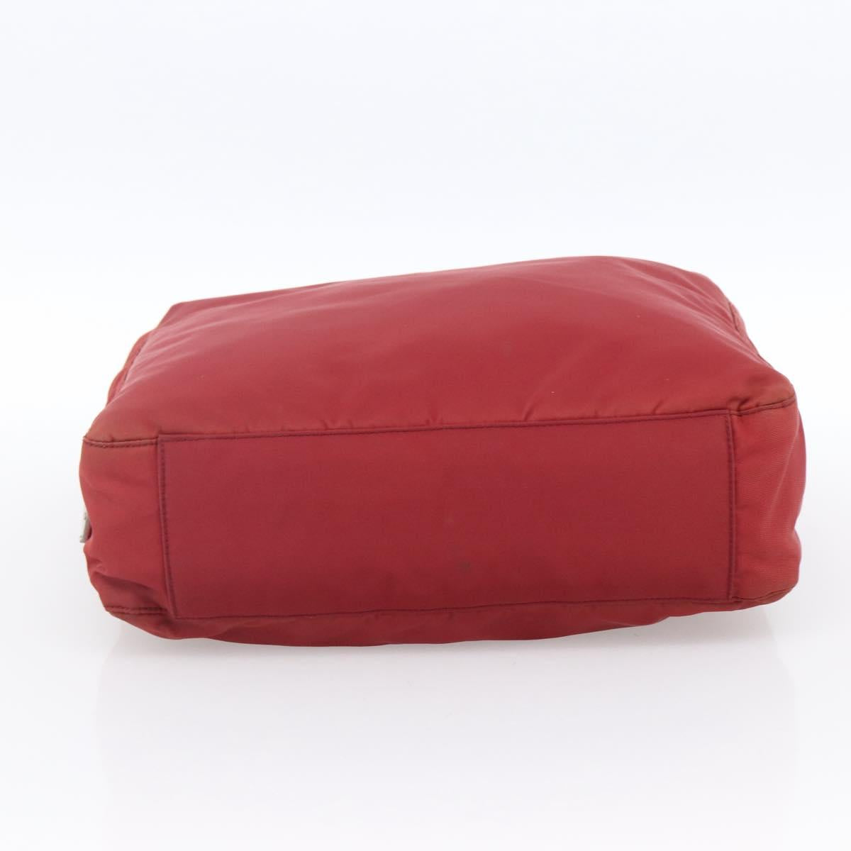 PRADA Hand Bag Nylon Red Silver Auth bs33614