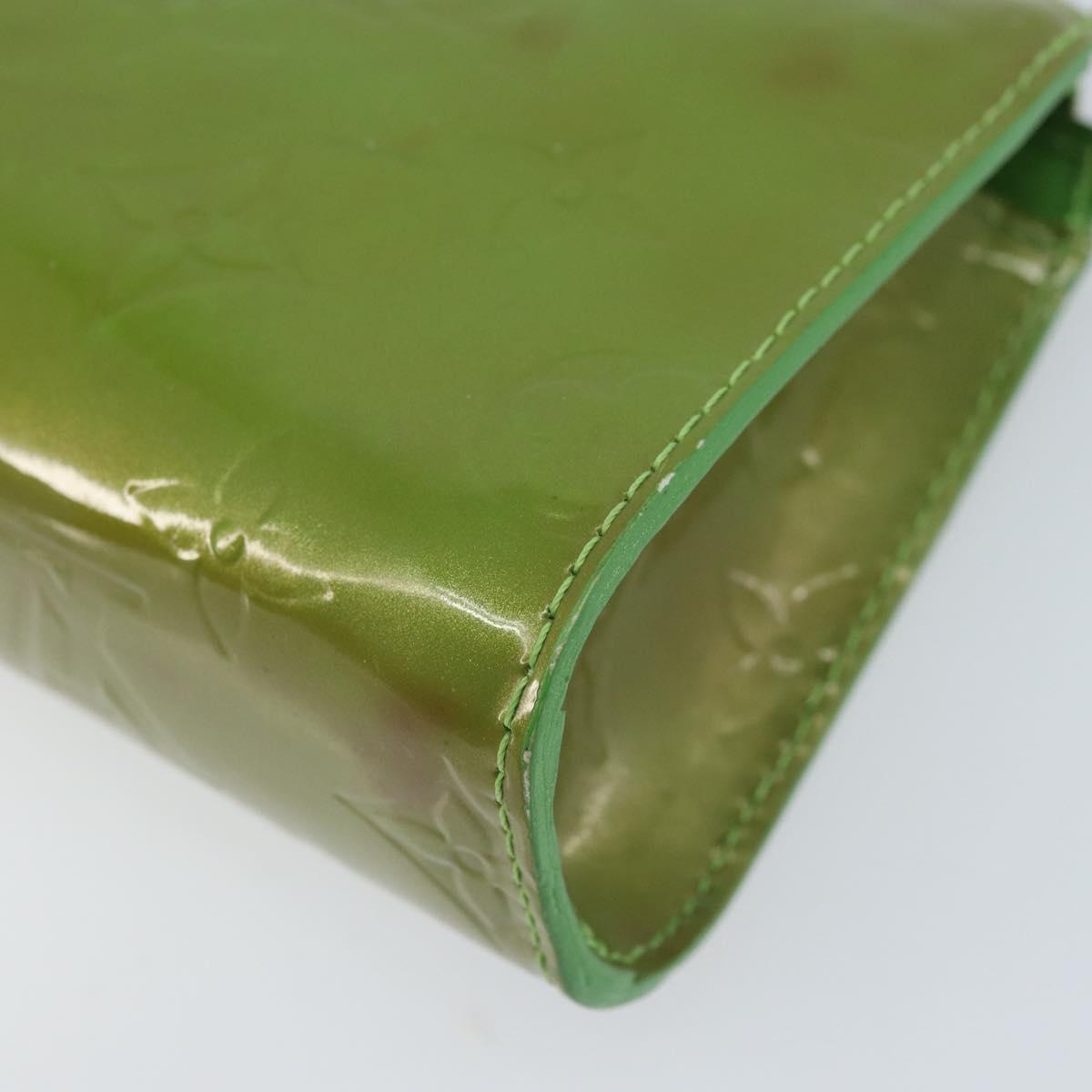 LOUIS VUITTON Monogram Vernis Trousse cosmetics Pouch Green M93649 Auth bs33617