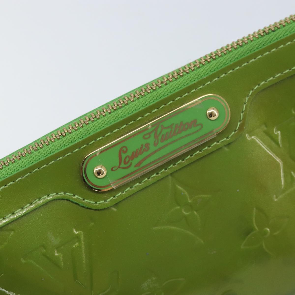 LOUIS VUITTON Monogram Vernis Trousse cosmetics Pouch Green M93649 Auth bs33617
