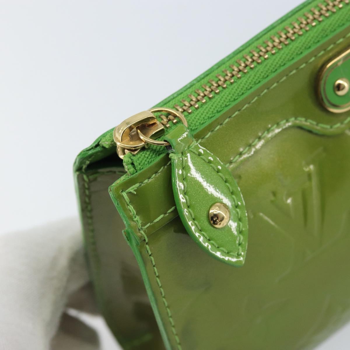 LOUIS VUITTON Monogram Vernis Trousse cosmetics Pouch Green M93649 Auth bs33617
