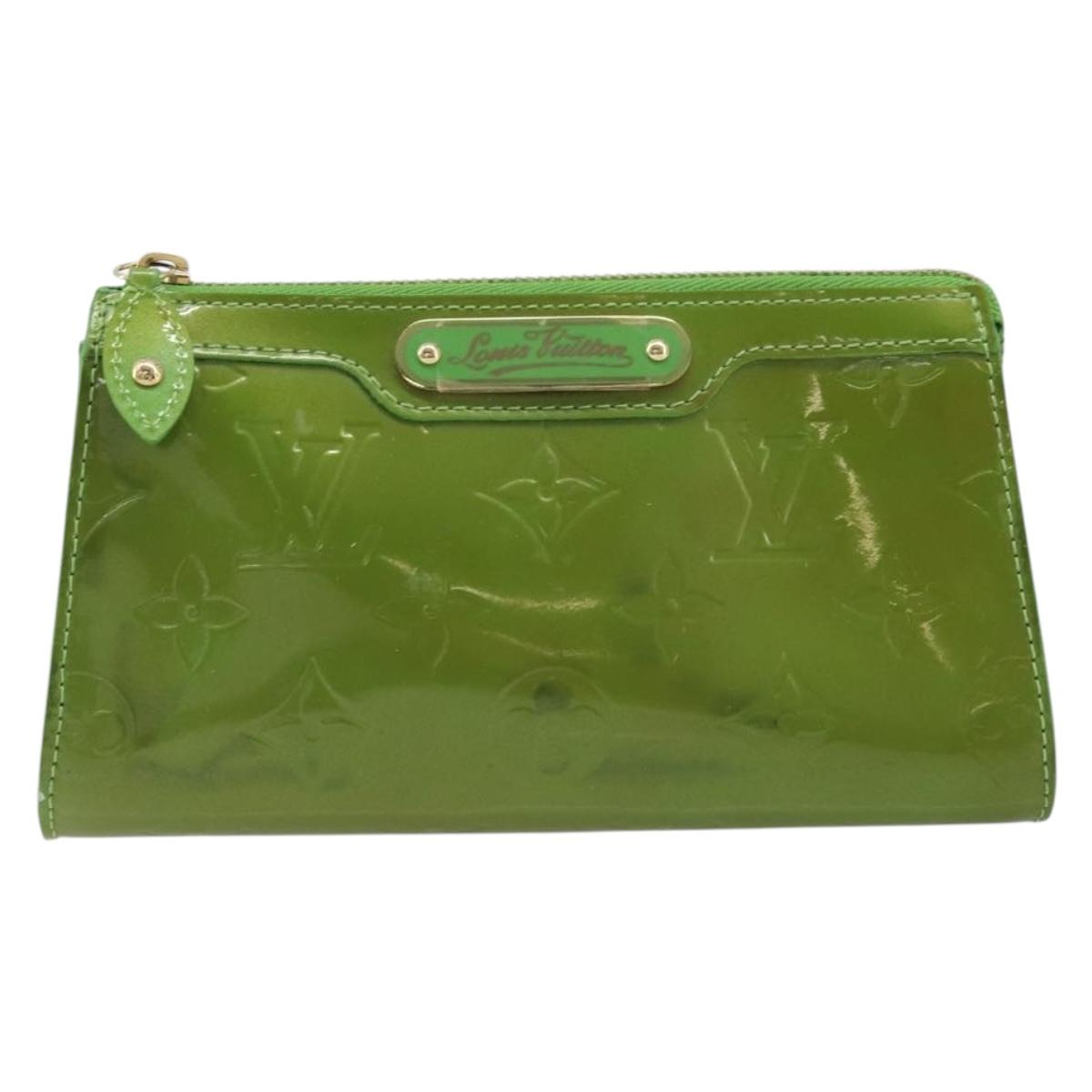LOUIS VUITTON Monogram Vernis Trousse cosmetics Pouch Green M93649 Auth bs33617