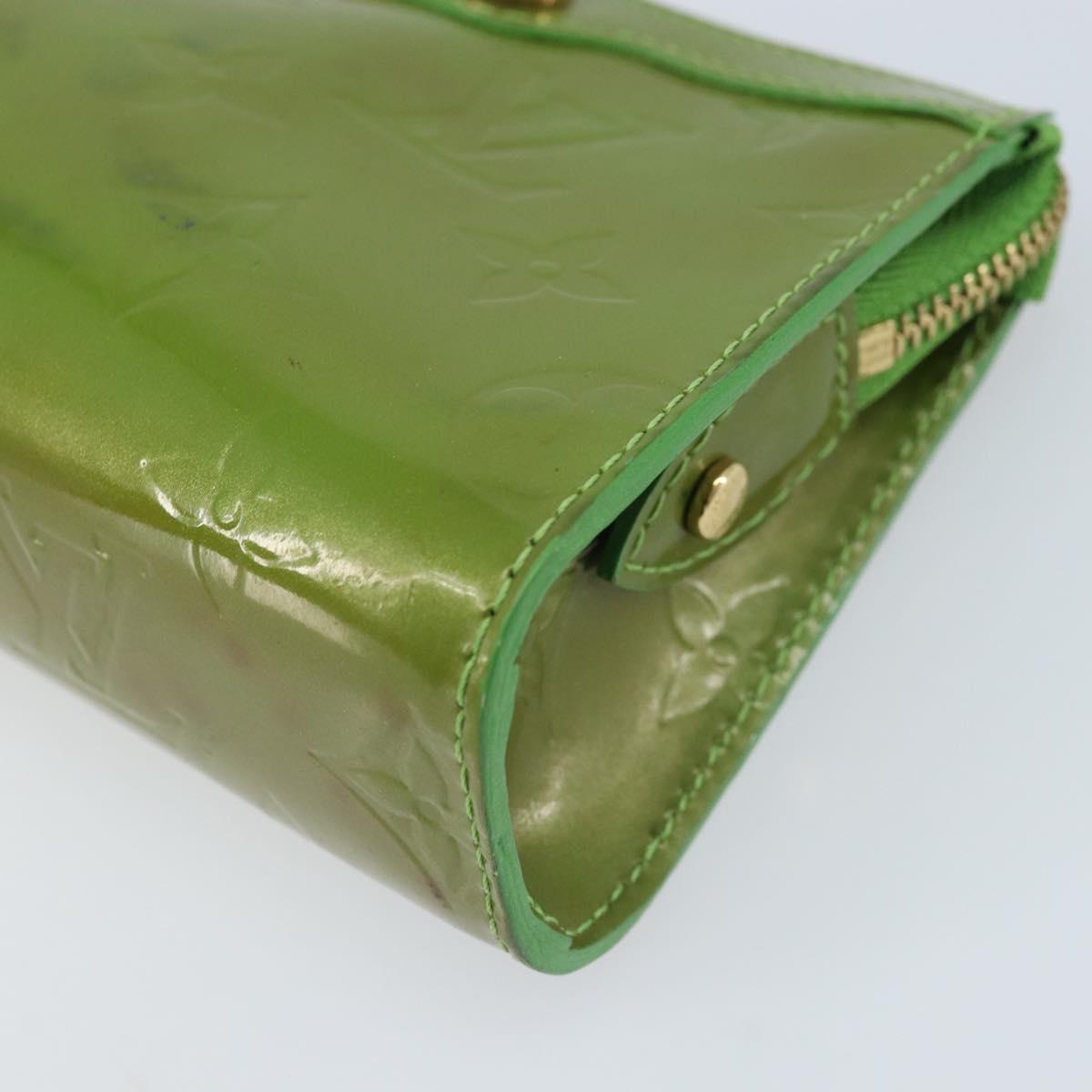 LOUIS VUITTON Monogram Vernis Trousse cosmetics Pouch Green M93649 Auth bs33617