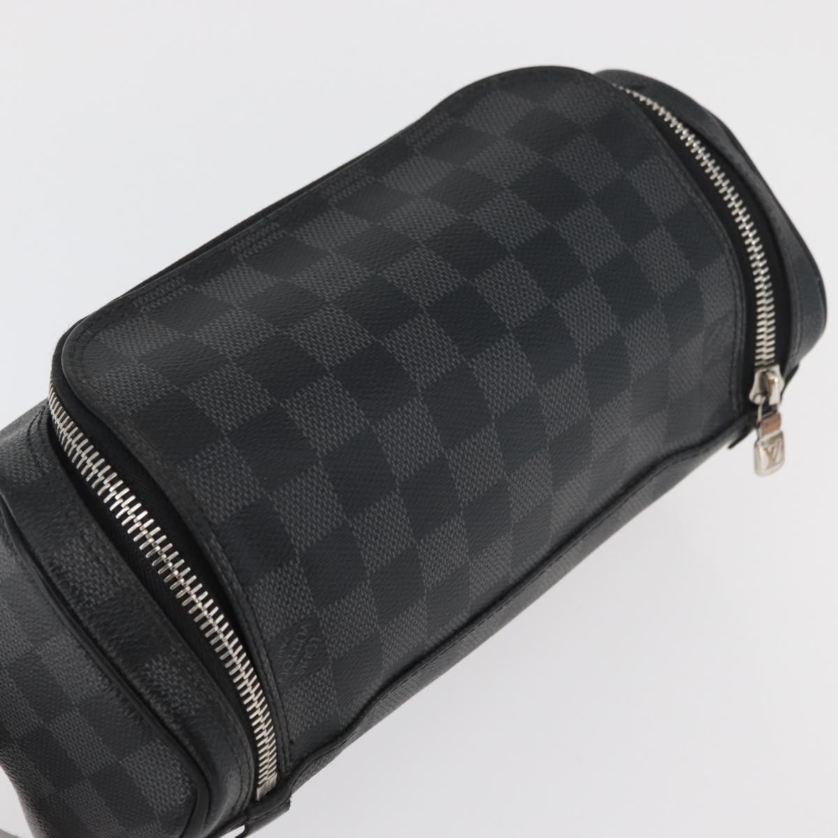 LOUIS VUITTON Damier Graphite Toilet Pouch Clutch Bag N47625 LV Auth bs33619