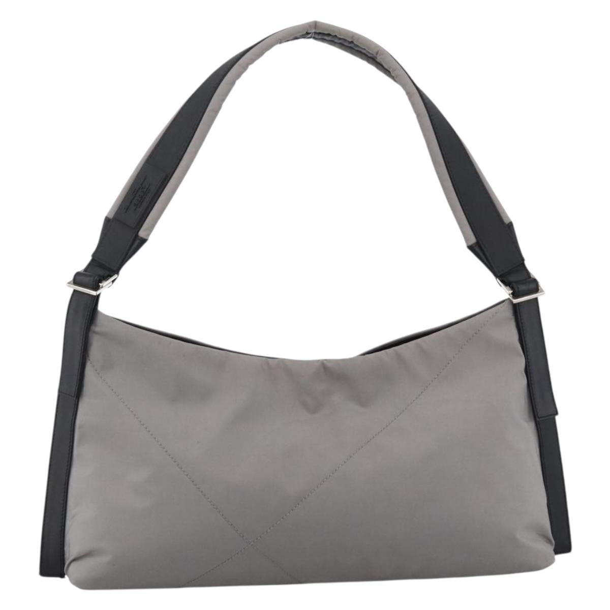 Salvatore Ferragamo Shoulder Bag Nylon Gray Silver Auth bs33629