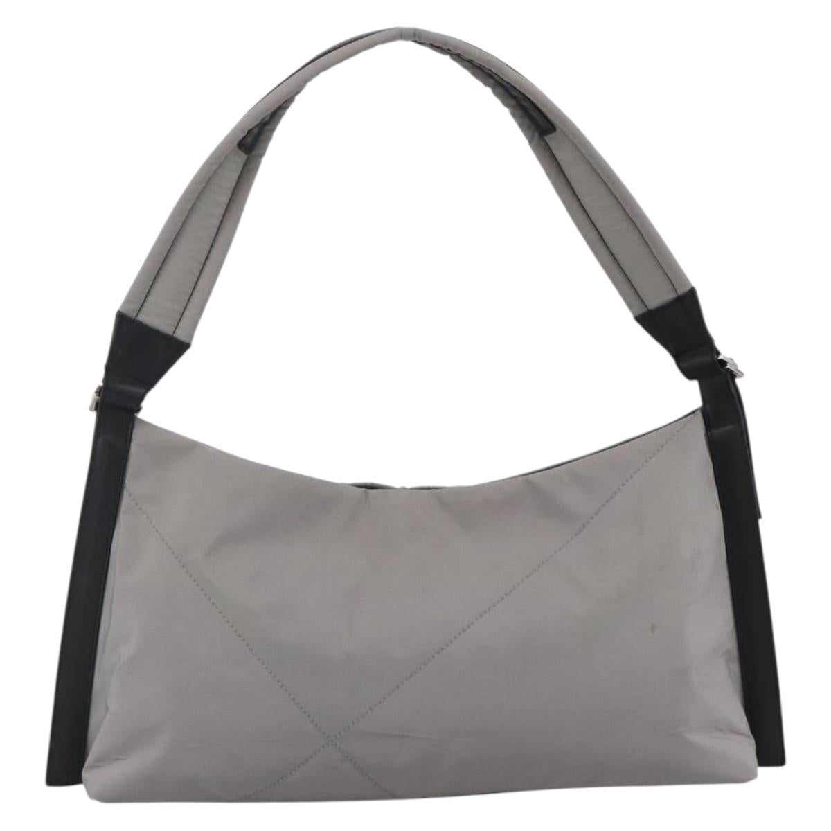 Salvatore Ferragamo Shoulder Bag Nylon Gray Silver Auth bs33629
