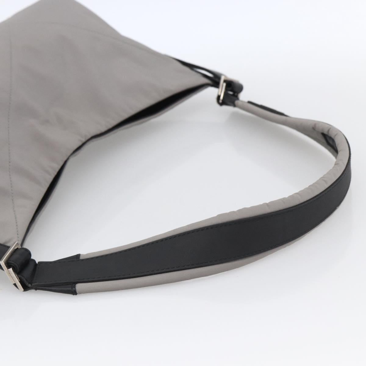 Salvatore Ferragamo Shoulder Bag Nylon Gray Silver Auth bs33629