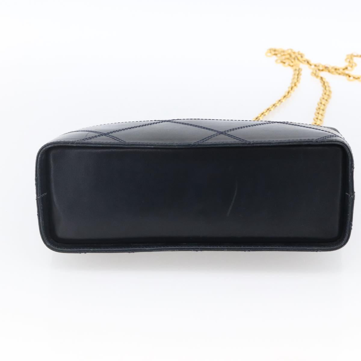 Salvatore Ferragamo Shoulder Bag Leather Navy Gold Auth bs33630