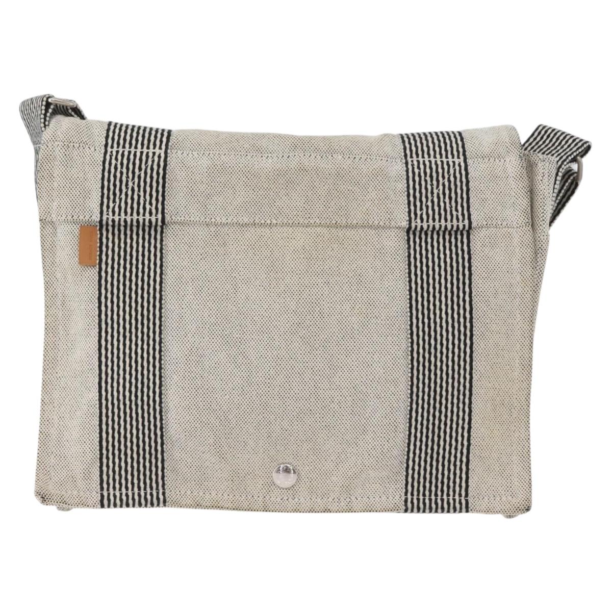 HERMES Fourre Tout Bassas PM Shoulder Bag Canvas Gray Auth bs33632