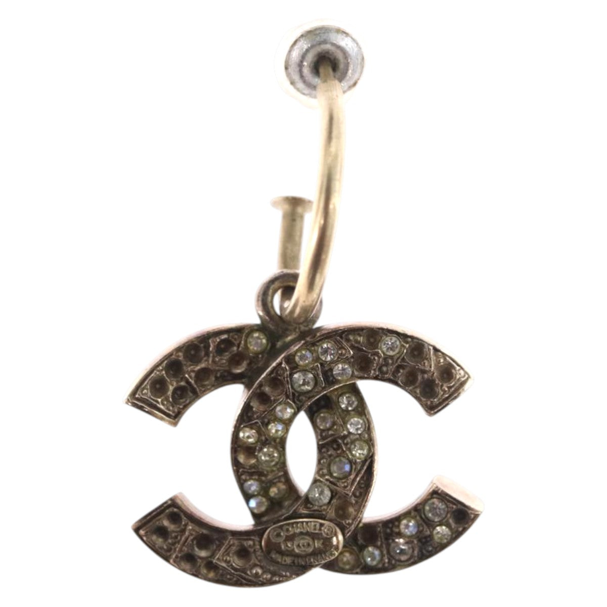 CHANEL Pierce Earring metal Silver CC Auth bs33640