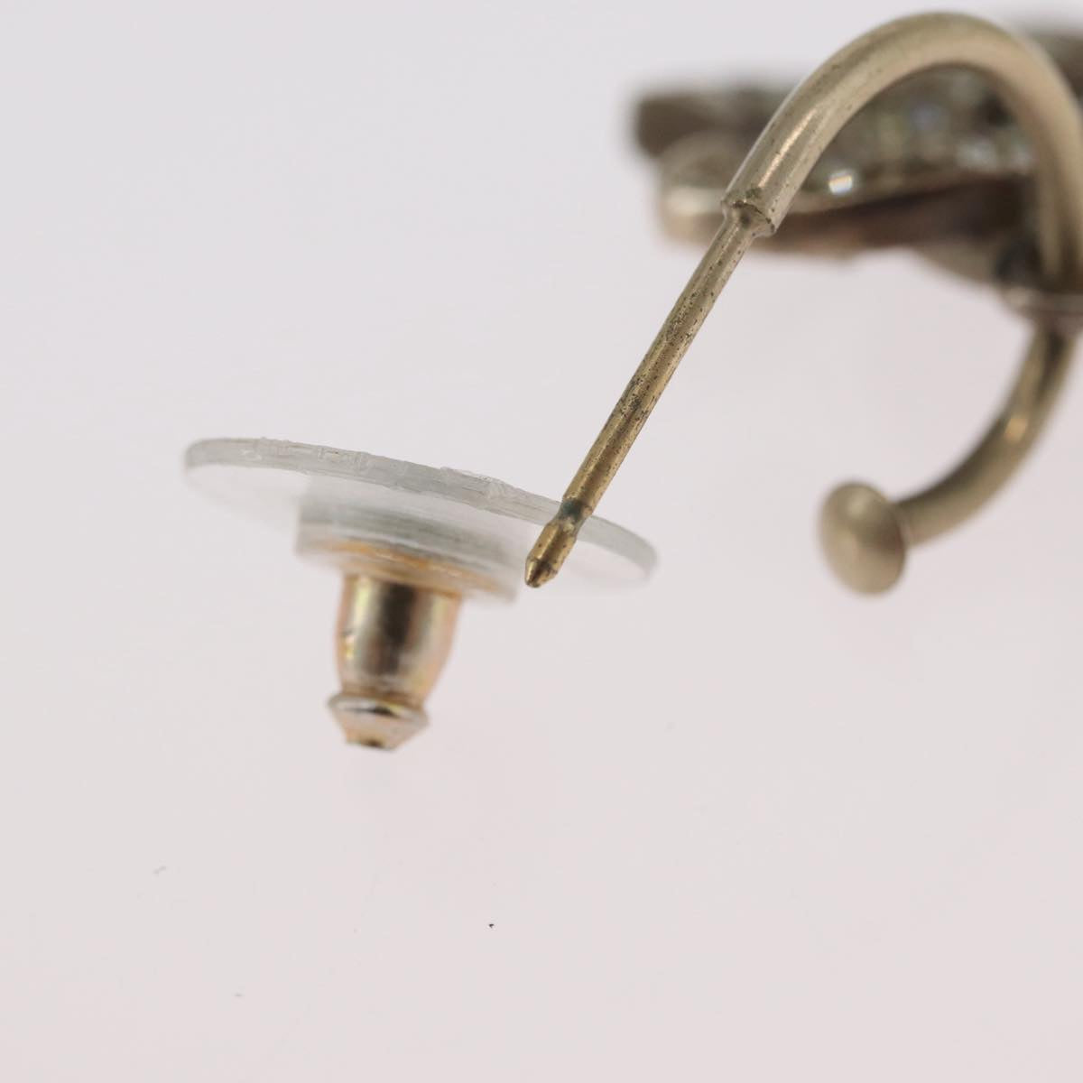 CHANEL Pierce Earring metal Silver CC Auth bs33640