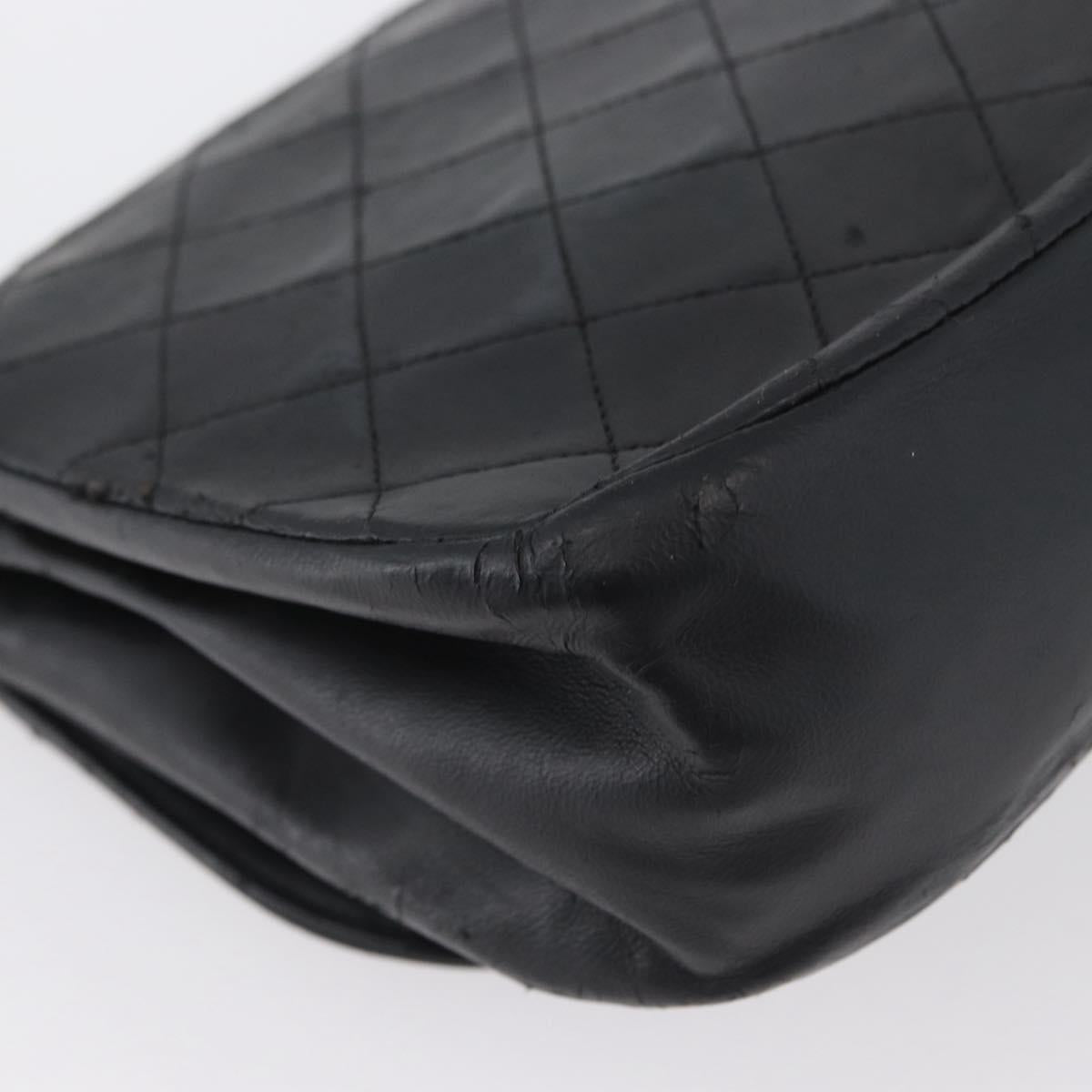 CHANEL Matelasse Chain Shoulder Bag Lamb Skin Black Gold CC Auth bs33642