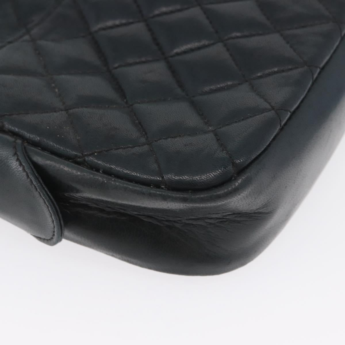 CHANEL Matelasse Chain Shoulder Bag Lamb Skin Black Gold CC Auth bs33643