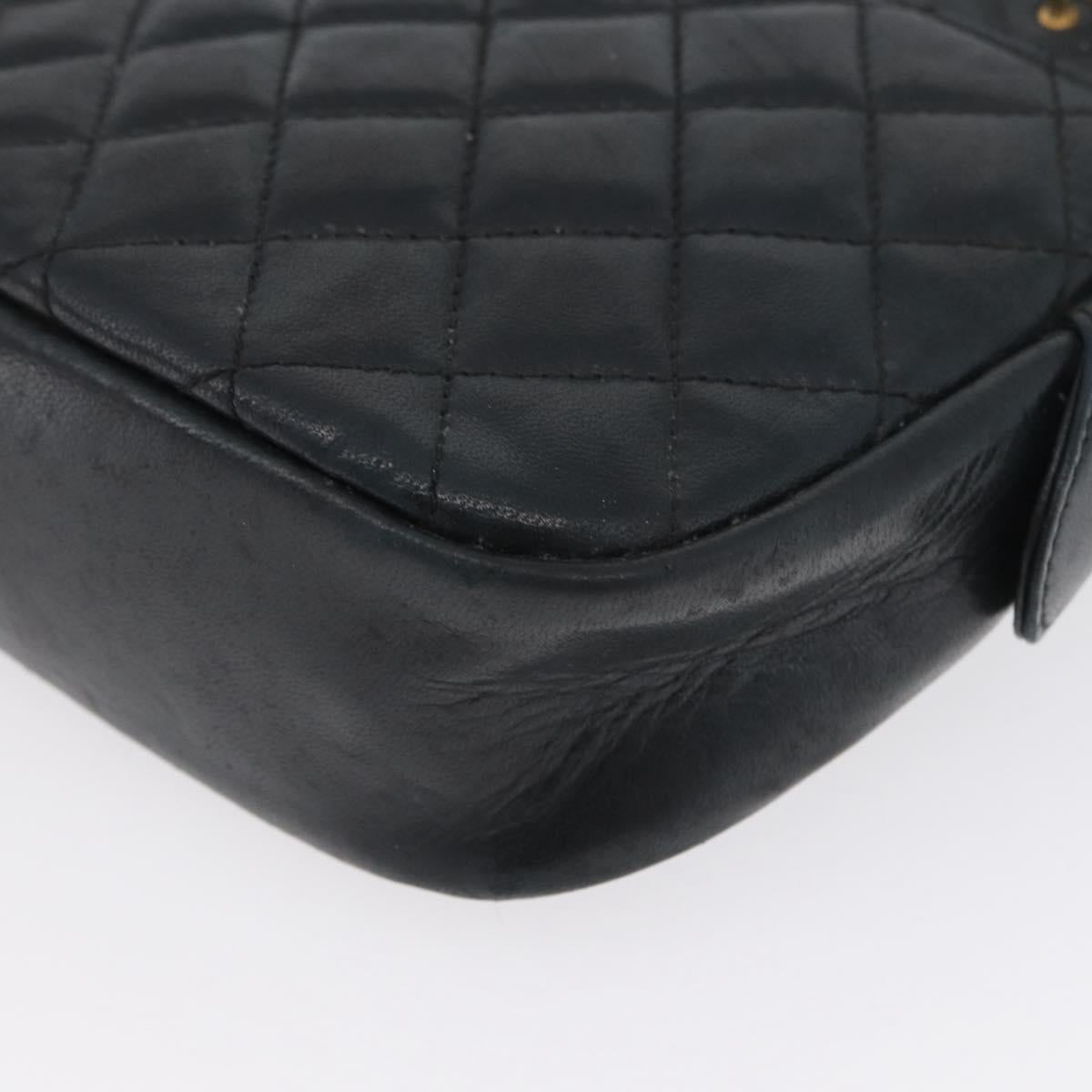 CHANEL Matelasse Chain Shoulder Bag Lamb Skin Black Gold CC Auth bs33643