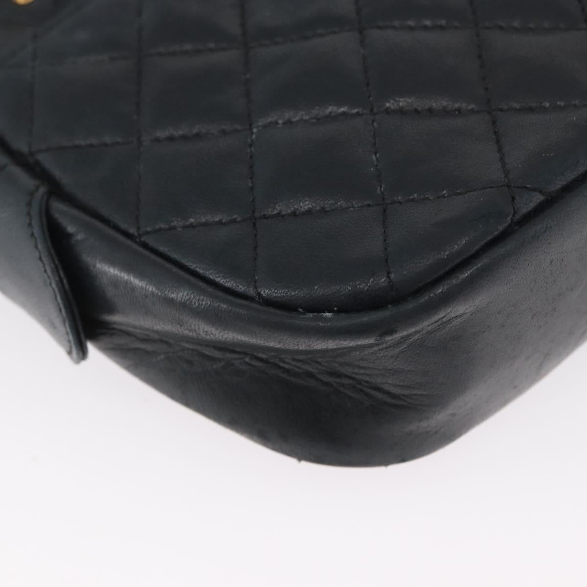 CHANEL Matelasse Chain Shoulder Bag Lamb Skin Black Gold CC Auth bs33643