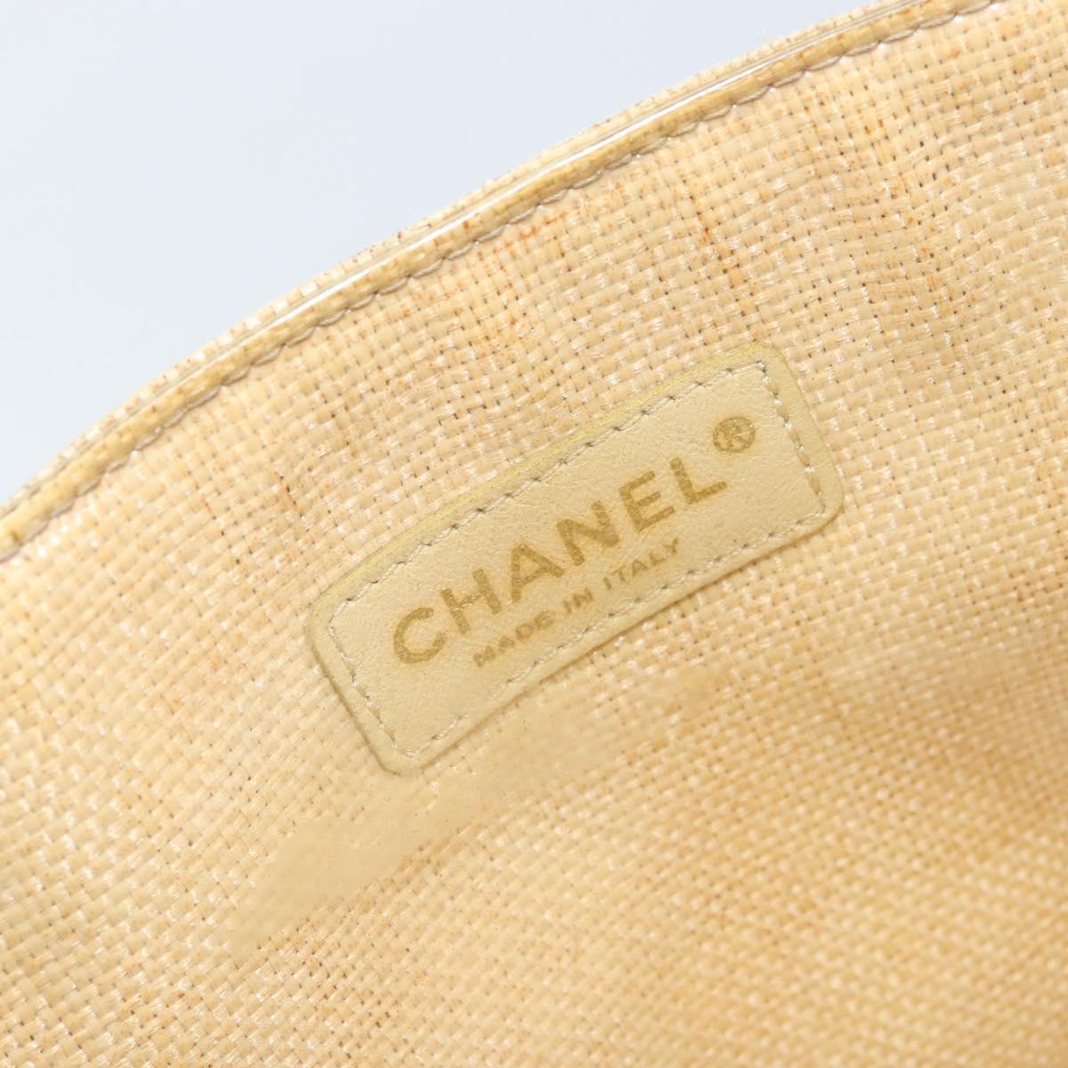 CHANEL Tote Bag Straw Beige Gold CC Auth bs33645