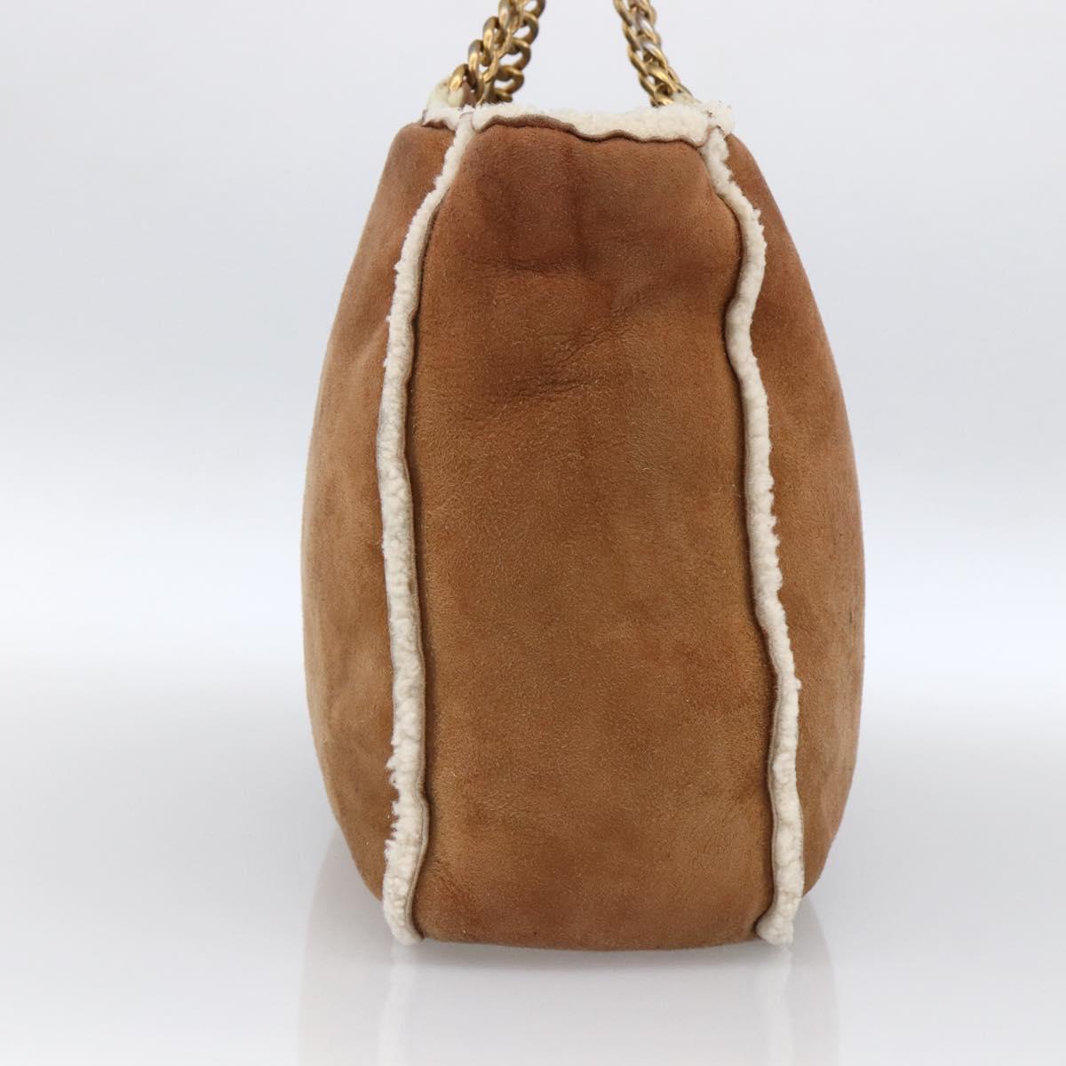 CHANEL Chain Hand Bag Mouton Brown Gold CC Auth bs33650