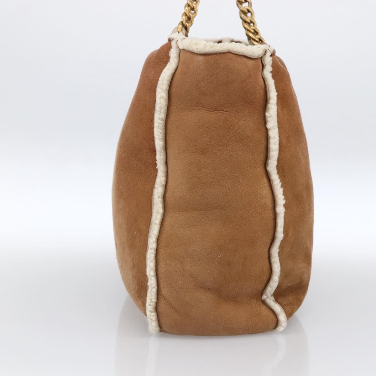 CHANEL Chain Hand Bag Mouton Brown Gold CC Auth bs33650