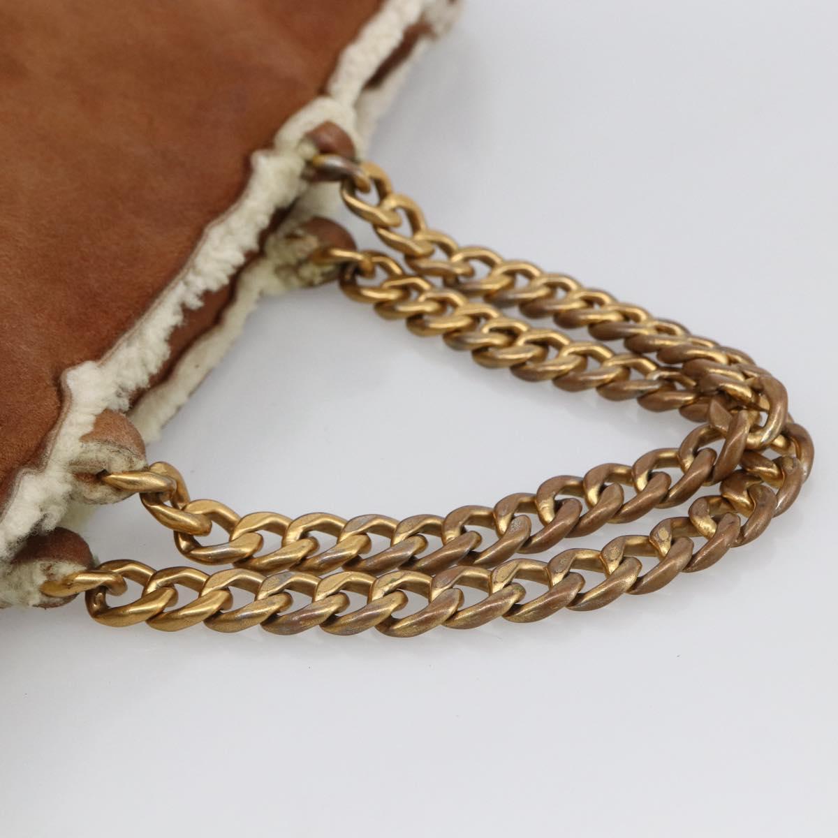 CHANEL Chain Hand Bag Mouton Brown Gold CC Auth bs33650