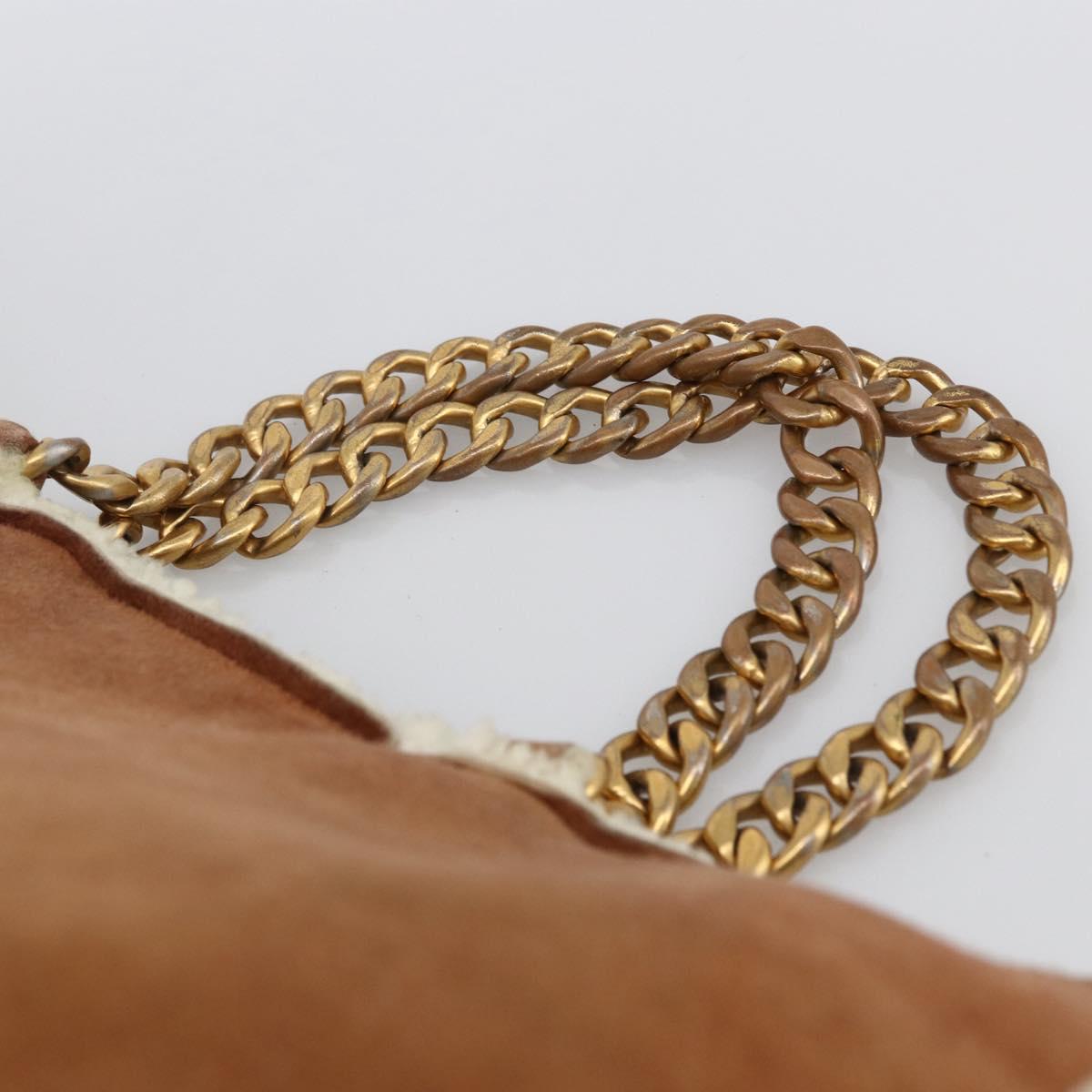 CHANEL Chain Hand Bag Mouton Brown Gold CC Auth bs33650