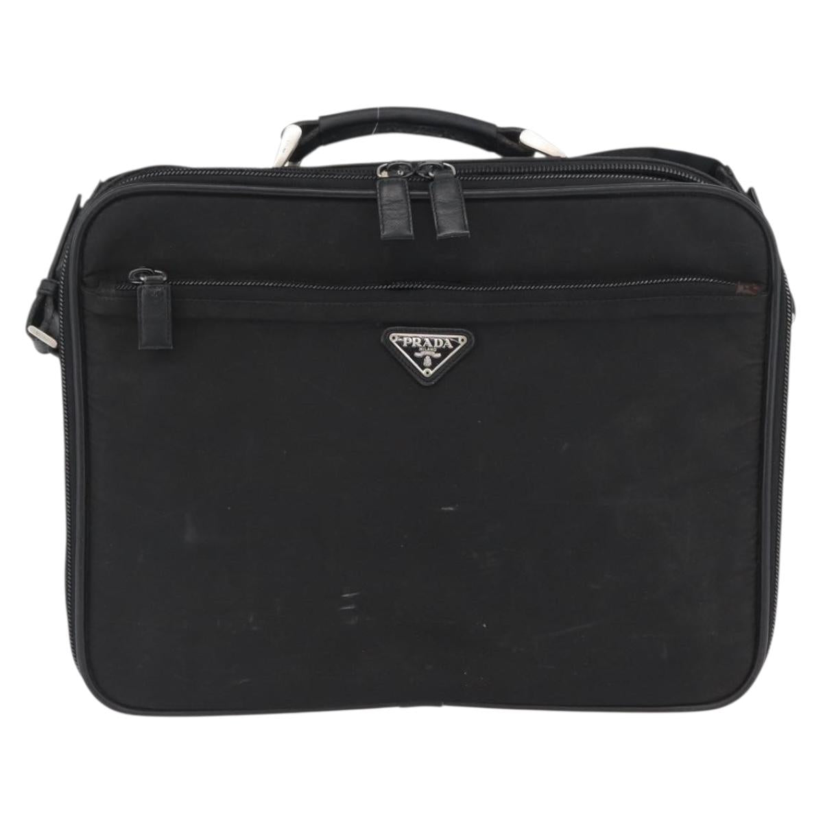 PRADA Shoulder Bag Nylon Black Silver Auth bs33652
