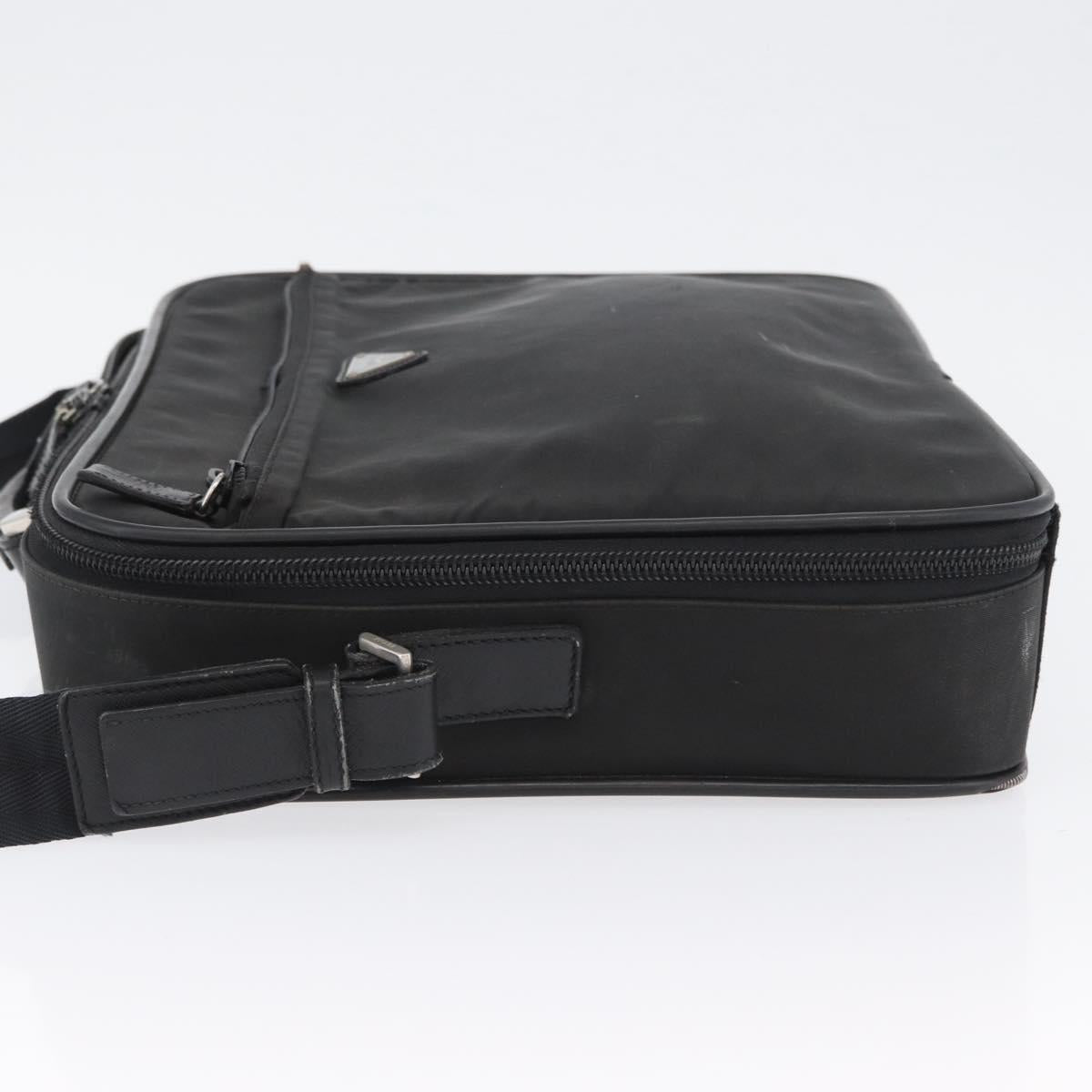 PRADA Shoulder Bag Nylon Black Silver Auth bs33652