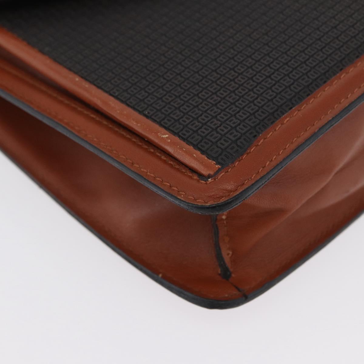 BALLY Shoulder Bag PVC Canvas Black Gold Auth bs33655