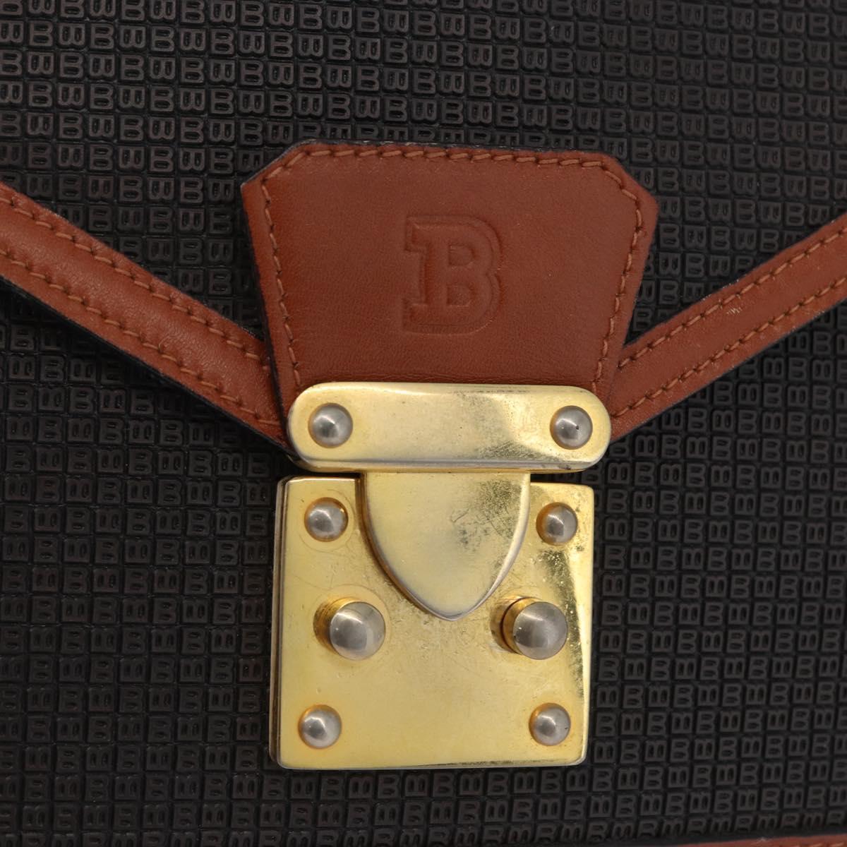 BALLY Shoulder Bag PVC Canvas Black Gold Auth bs33655