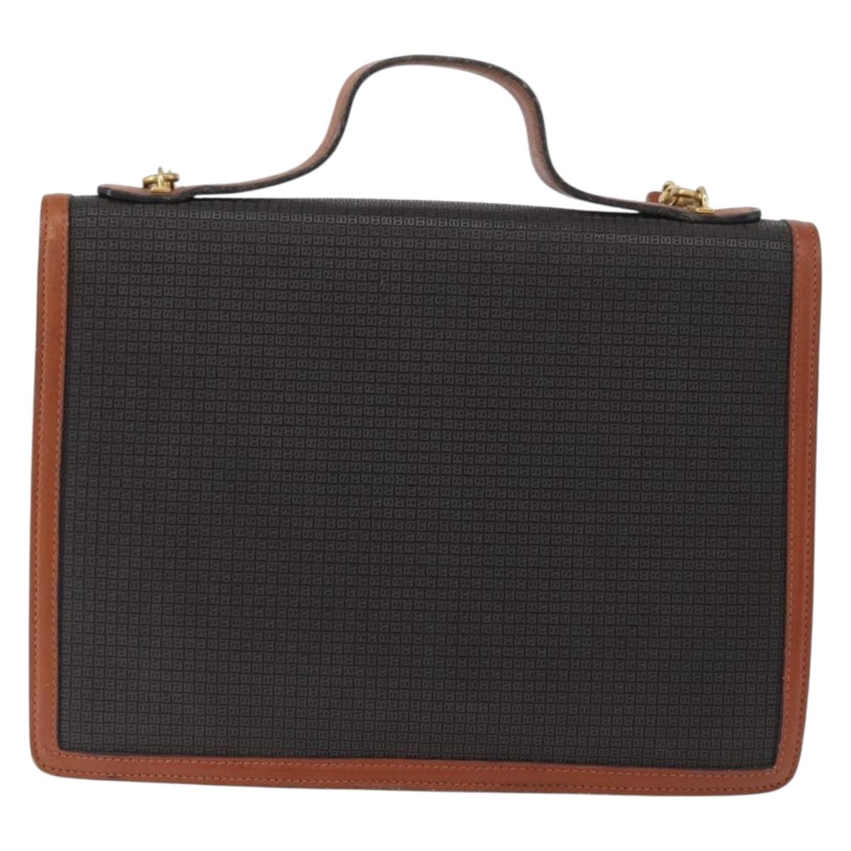 BALLY Shoulder Bag PVC Canvas Black Gold Auth bs33655