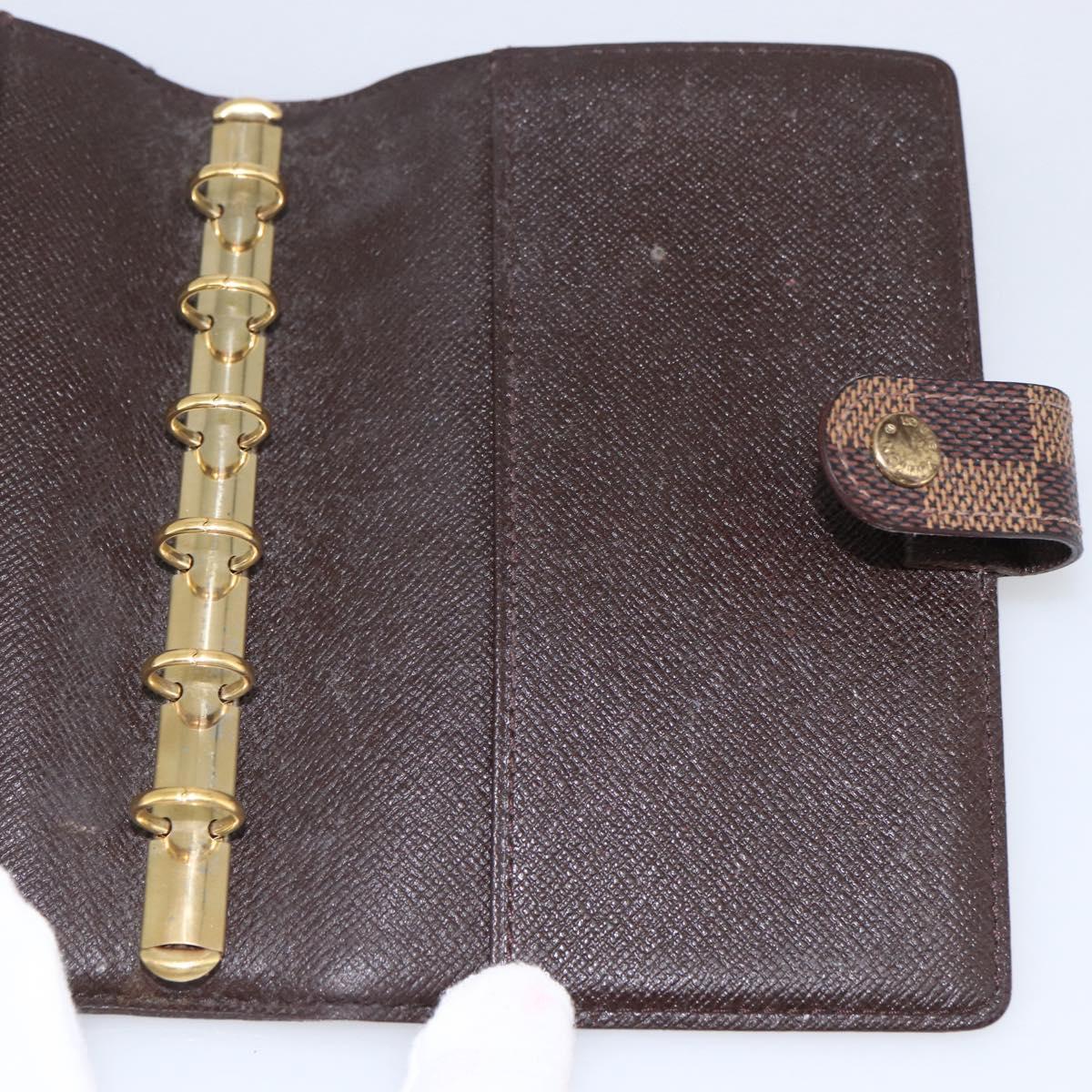 LOUIS VUITTON Damier Ebene Agenda PM Day Planner Cover R20700 LV Auth bs33665