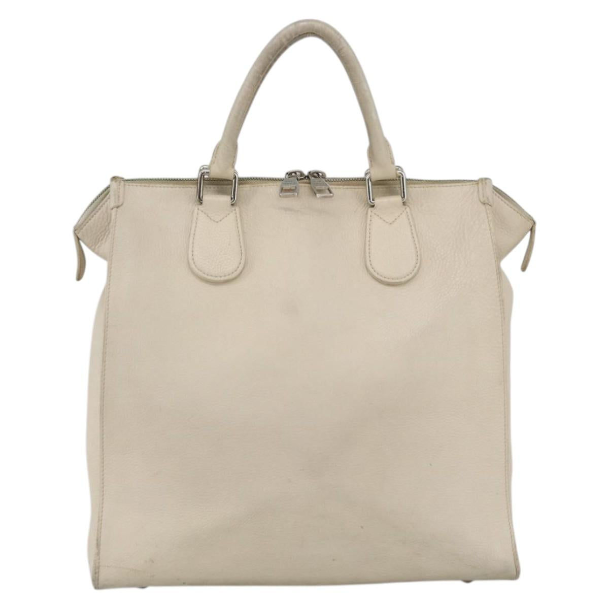 LOUIS VUITTON Cabanaxos Hand Bag Leather White M95887 LV Auth bs33670