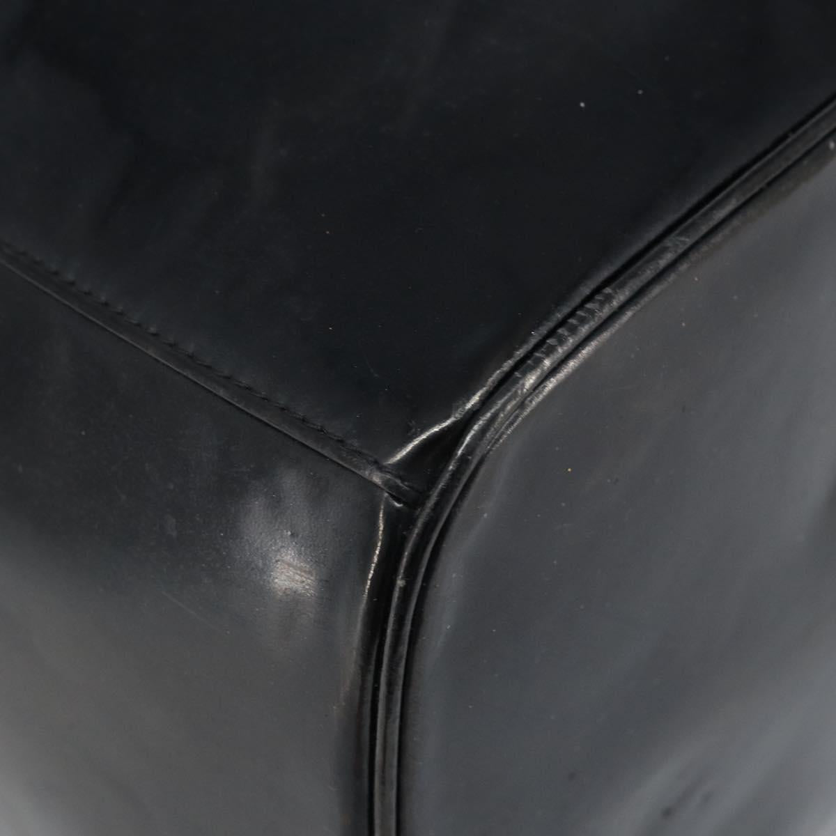 CHANEL Vanity Pouch Patent leather Black Gold CC Auth bs33674