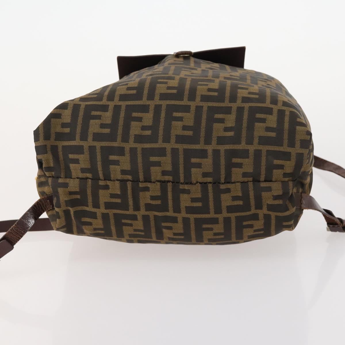 FENDI Zucca Canvas Backpack Brown Black Auth bs33678