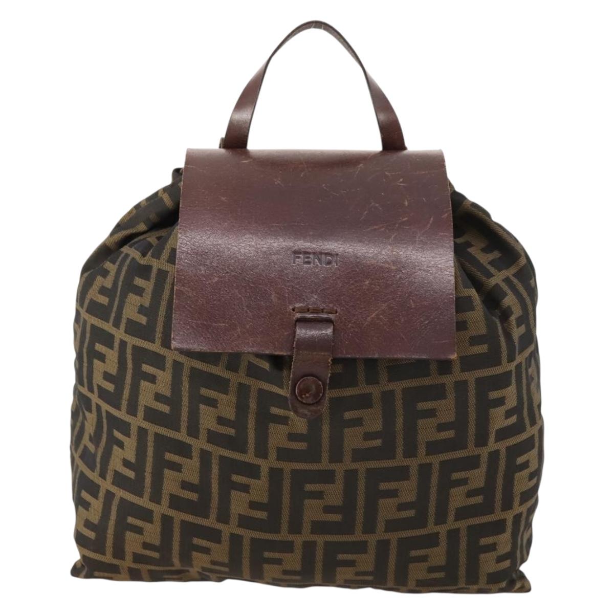 FENDI Zucca Canvas Backpack Brown Black Auth bs33678