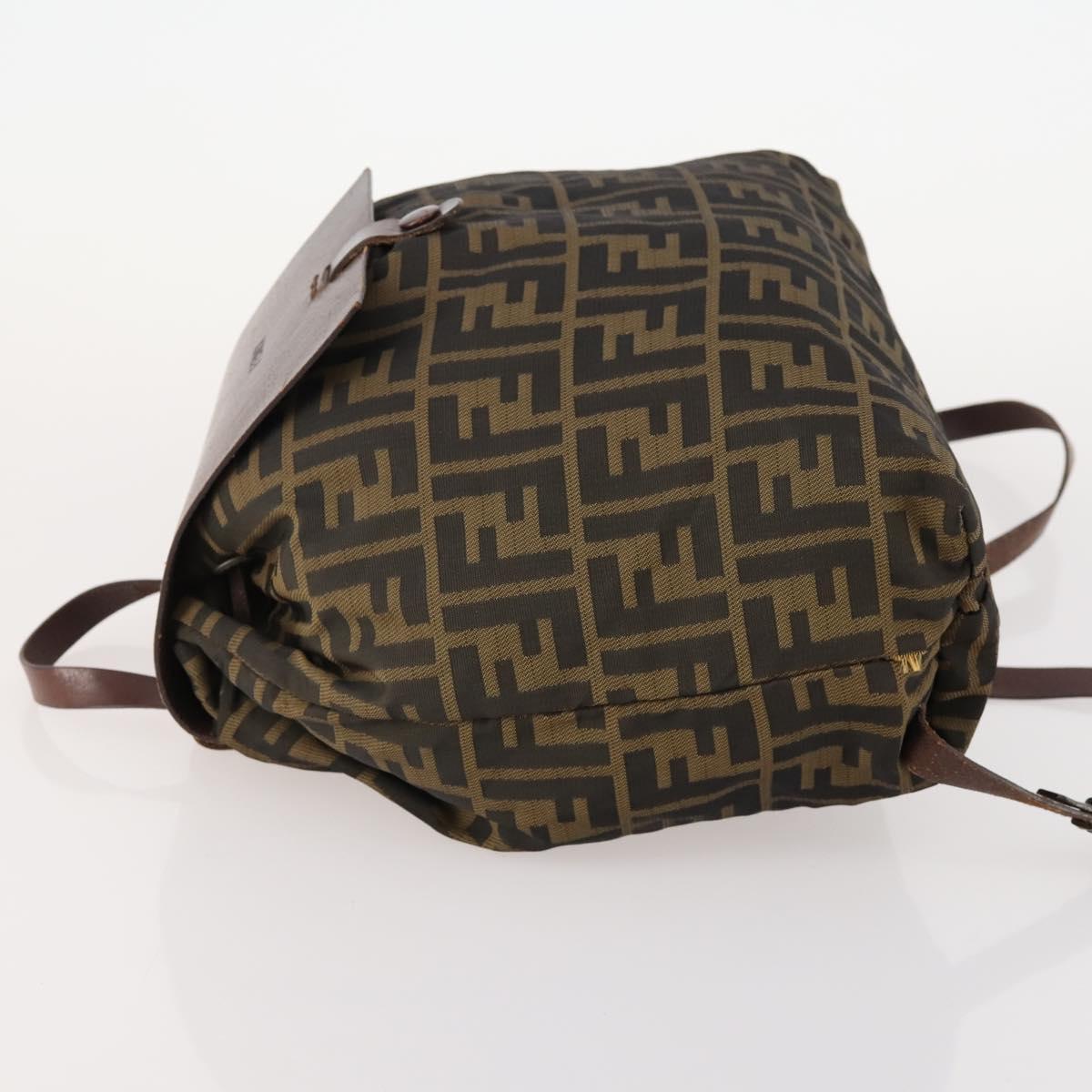 FENDI Zucca Canvas Backpack Brown Black Auth bs33678