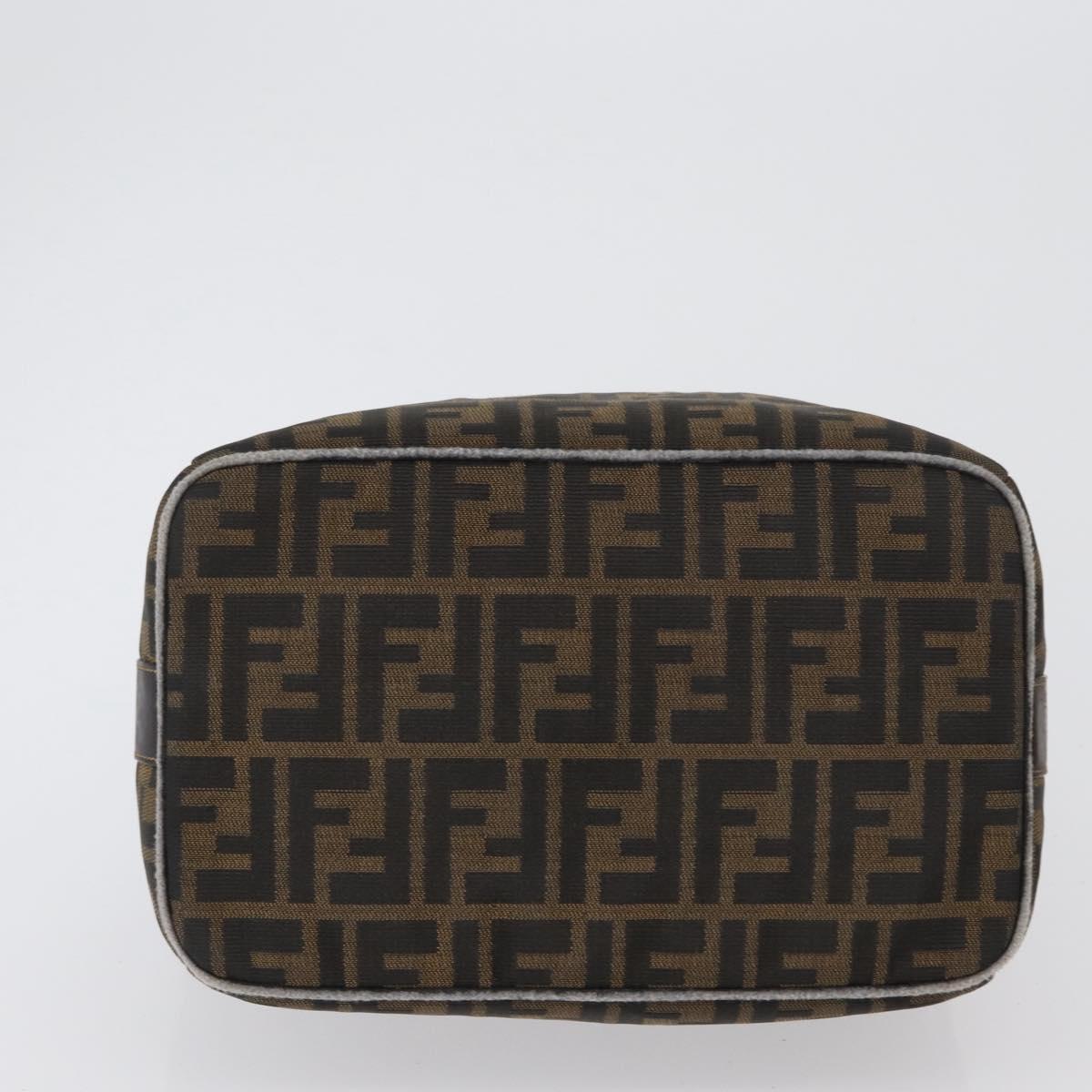 FENDI Zucca Canvas Hand Bag Black Brown Auth bs33679