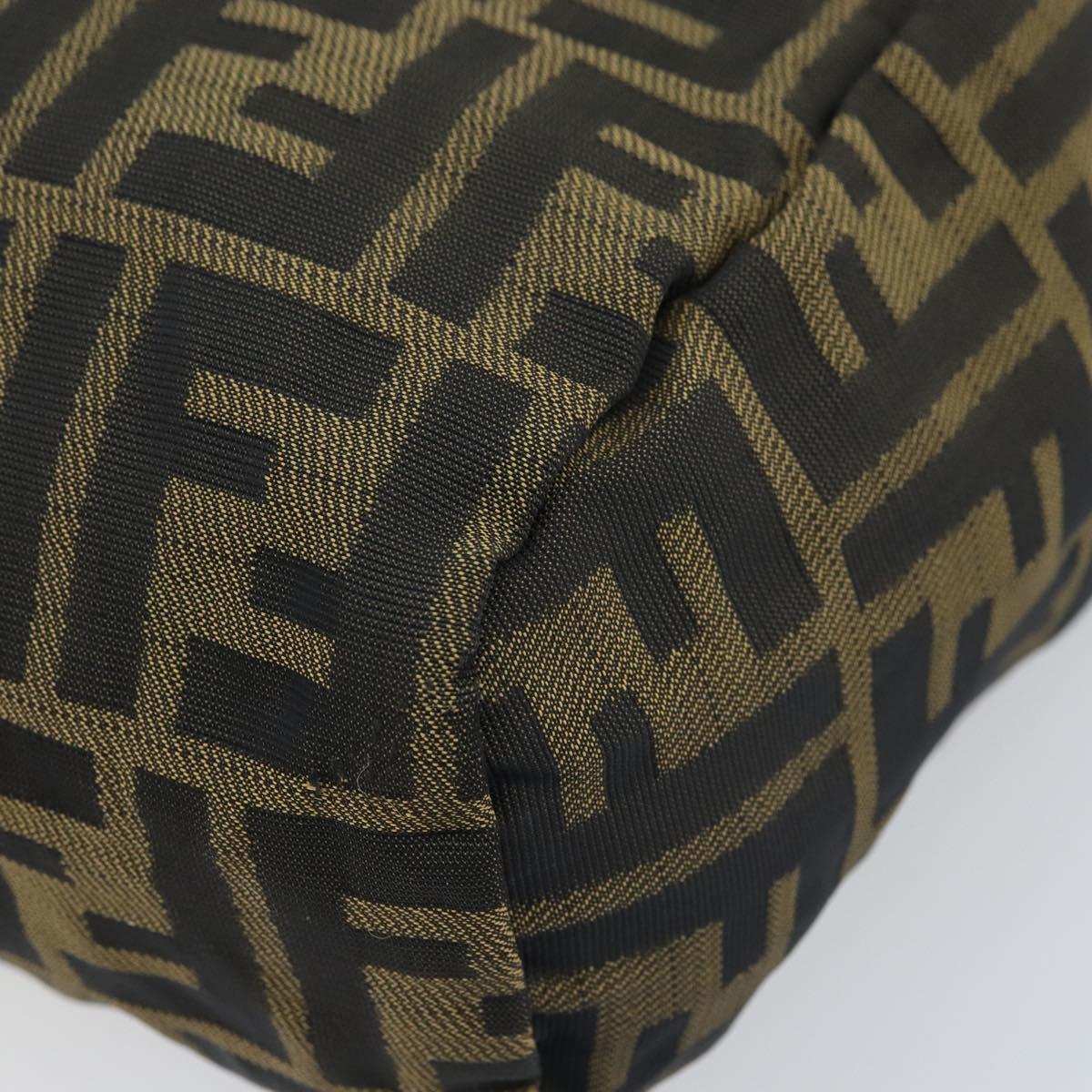 FENDI Zucca Canvas Hand Bag Black Brown Auth bs33680