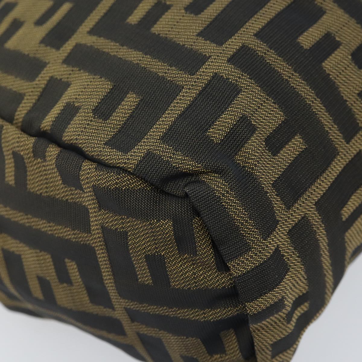 FENDI Zucca Canvas Hand Bag Black Brown Auth bs33680
