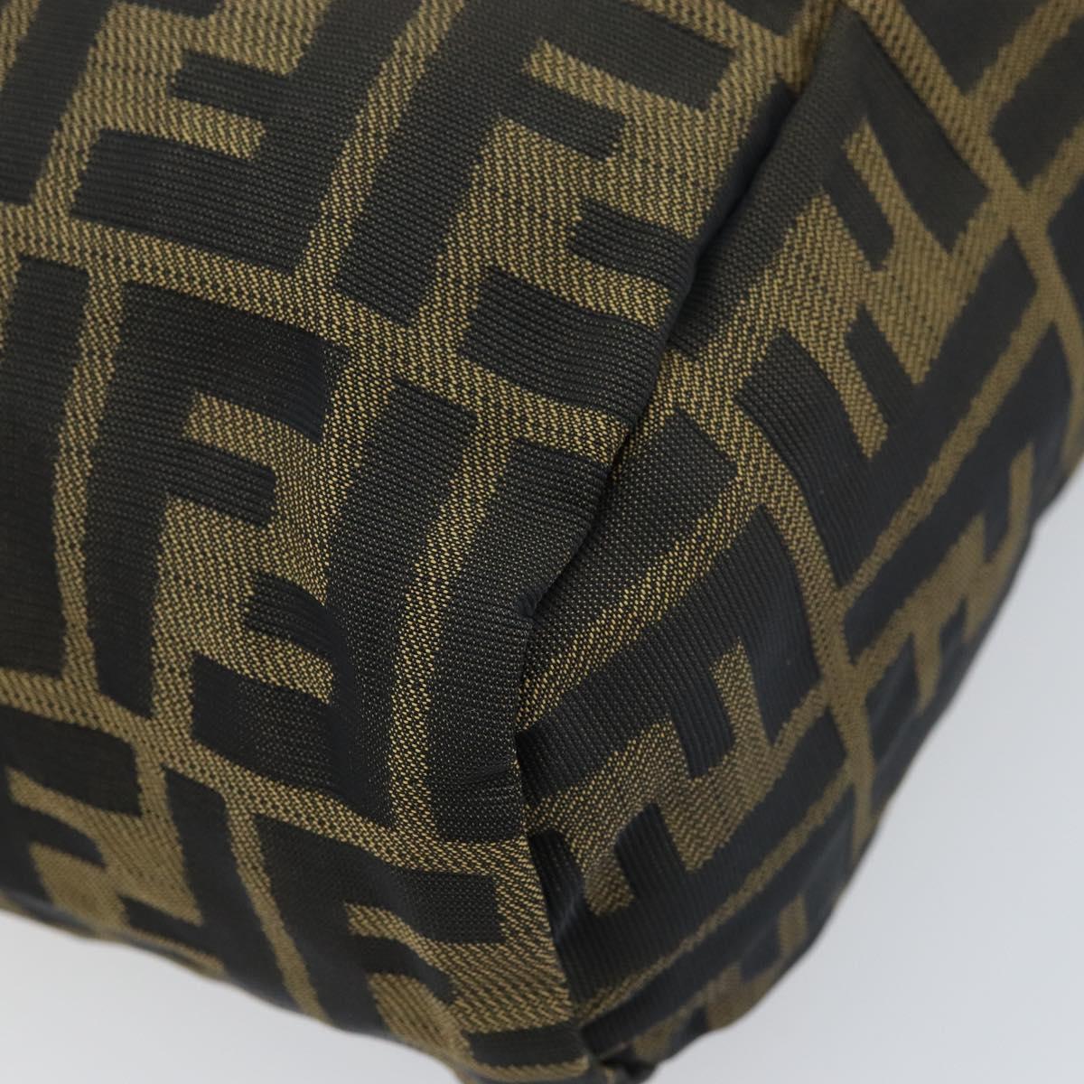 FENDI Zucca Canvas Hand Bag Black Brown Auth bs33680