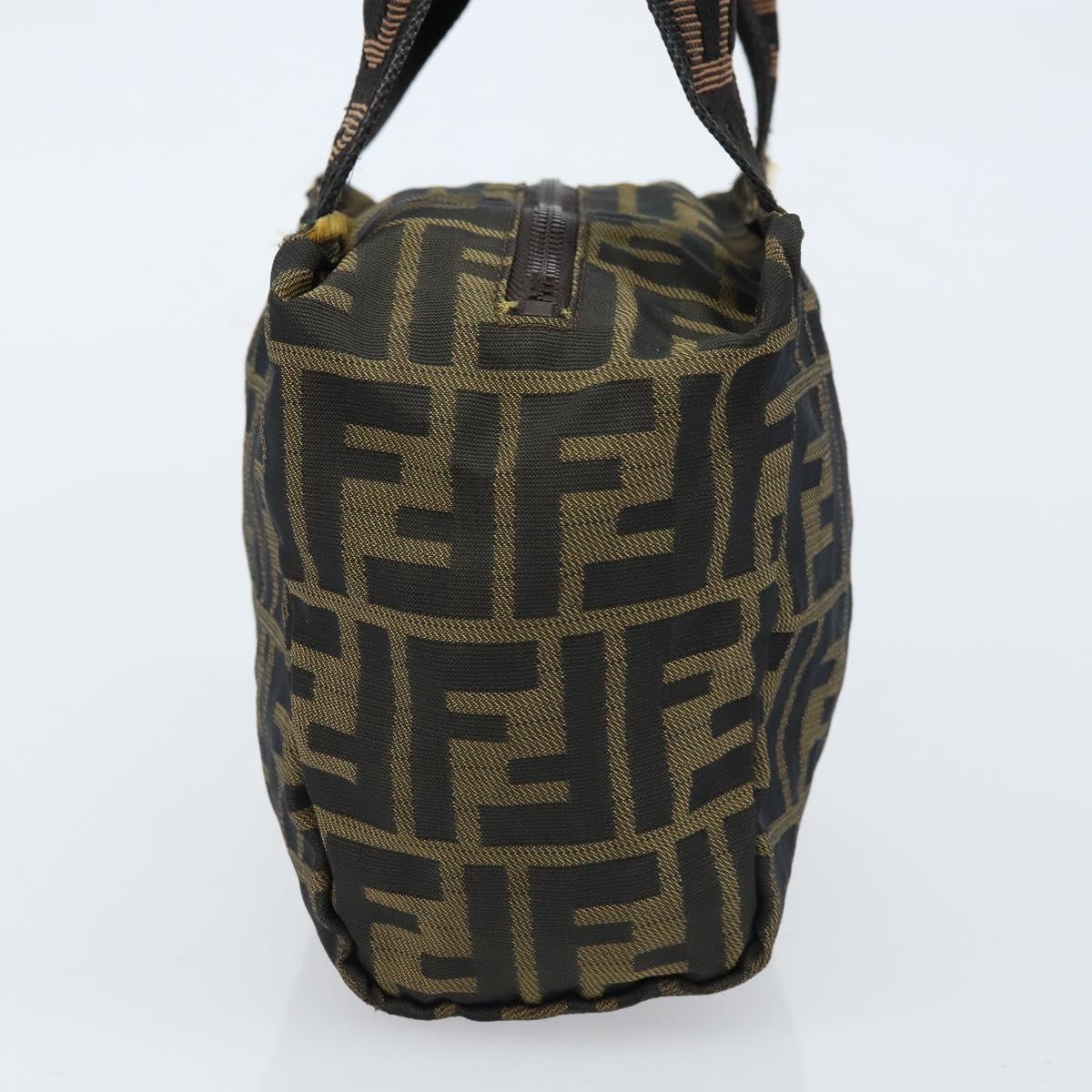 FENDI Zucca Canvas Hand Bag Black Brown Auth bs33680