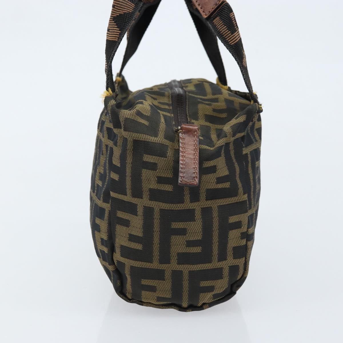 FENDI Zucca Canvas Hand Bag Black Brown Auth bs33680