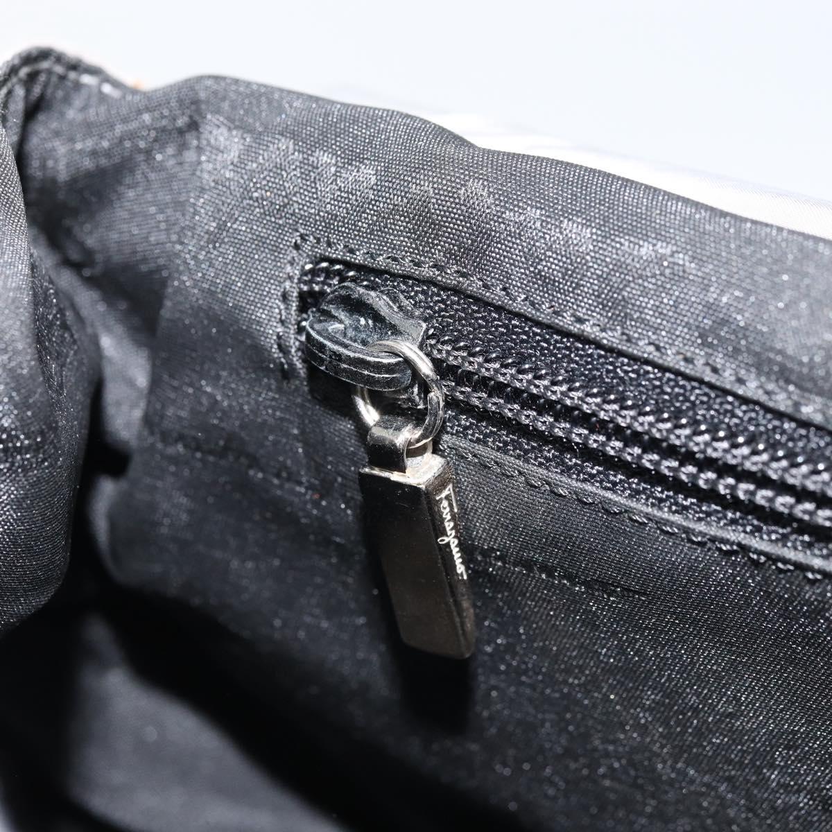 Salvatore Ferragamo Hand Bag Nylon Gray Silver Auth bs33681