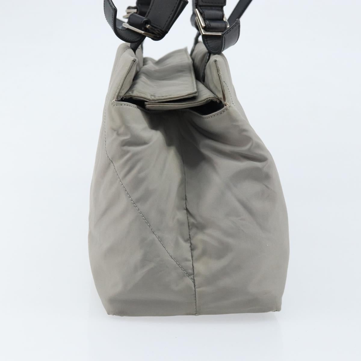 Salvatore Ferragamo Hand Bag Nylon Gray Silver Auth bs33681