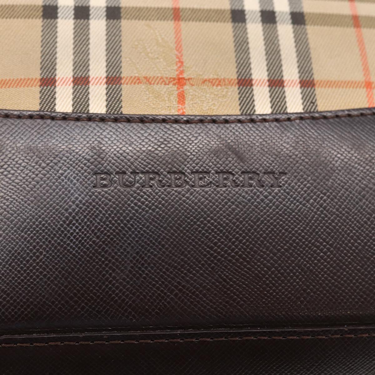 BURBERRY Nova Check Hand Bag Canvas Beige Gold Auth bs33688