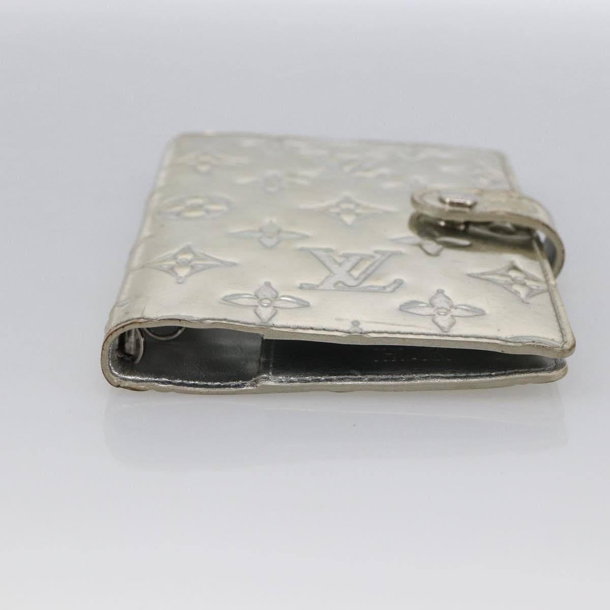 LOUIS VUITTON Monogram Miroir Agenda PM Day Cover Silver R20963 LV Auth bs33695