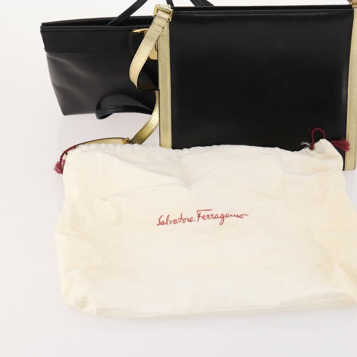 Salvatore Ferragamo Shoulder Bag Leather 2 Set Black Auth bs33700