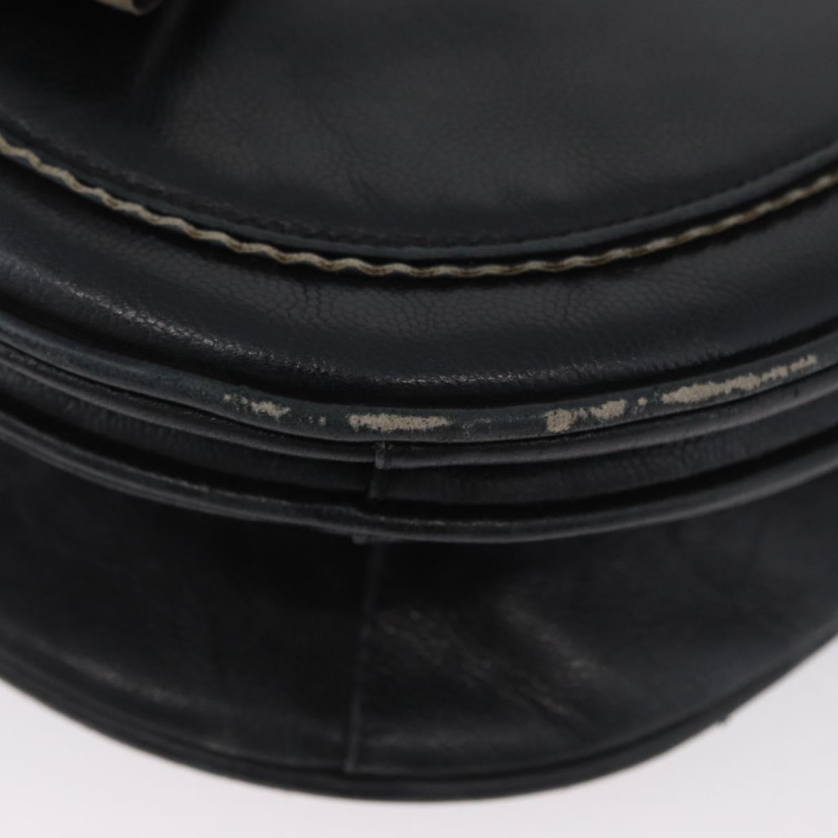 SAINT LAURENT Shoulder Bag Leather Black Silver Auth bs33702