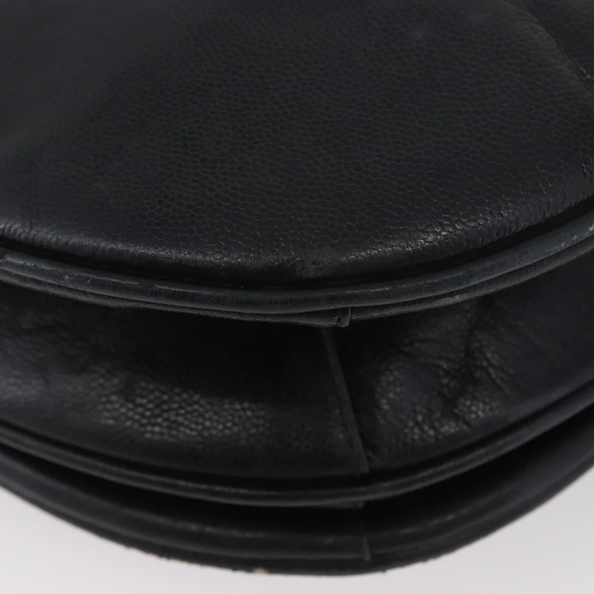 SAINT LAURENT Shoulder Bag Leather Black Silver Auth bs33702