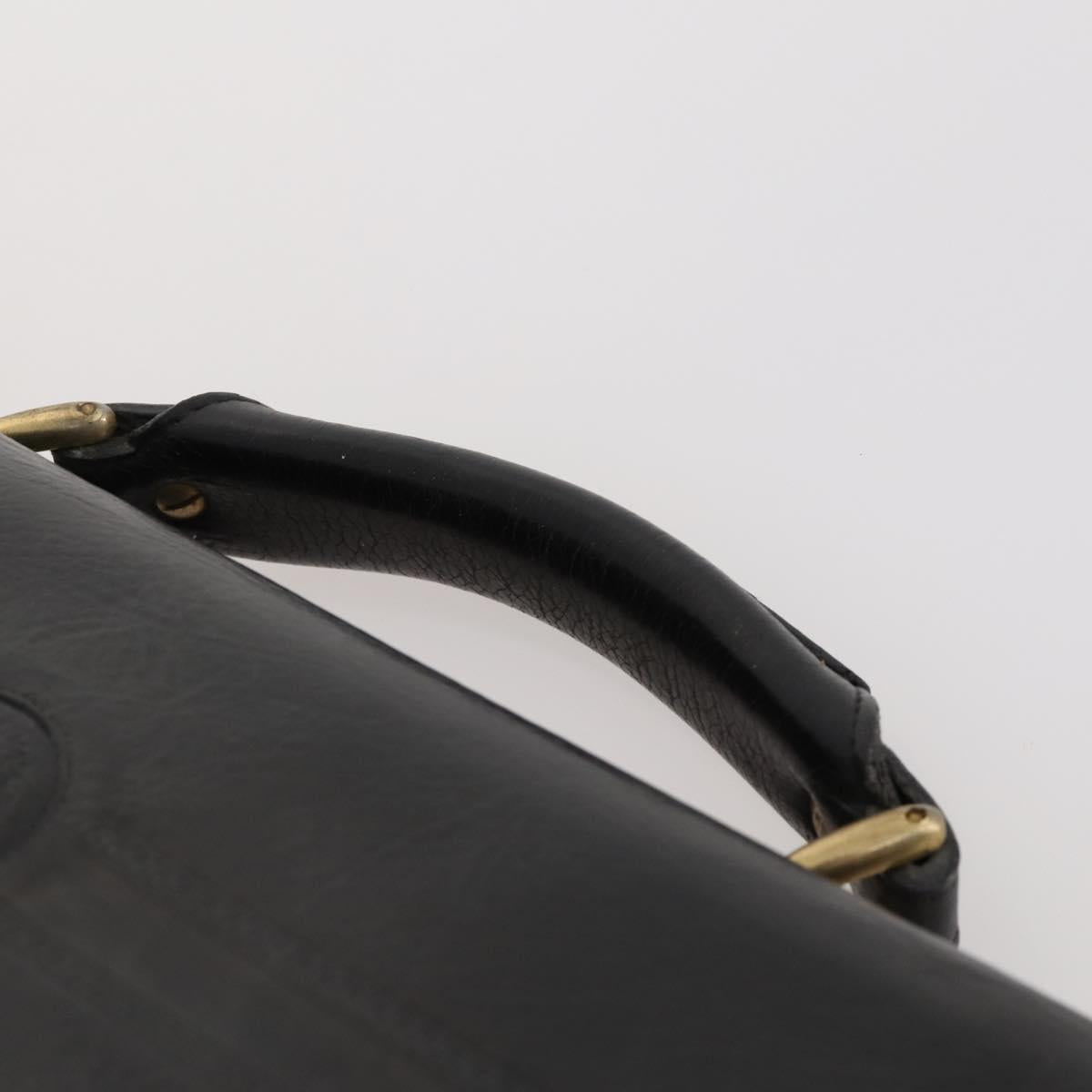 VERSACE Business Bag Leather Black Gold Auth bs33703
